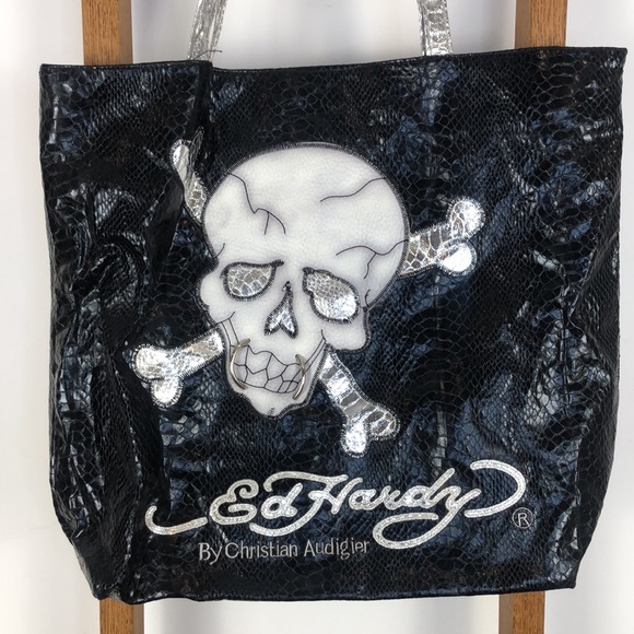 Ed Hardy Handbags - Vintage Ed Hardy Black Skull Y2K Tote Bag